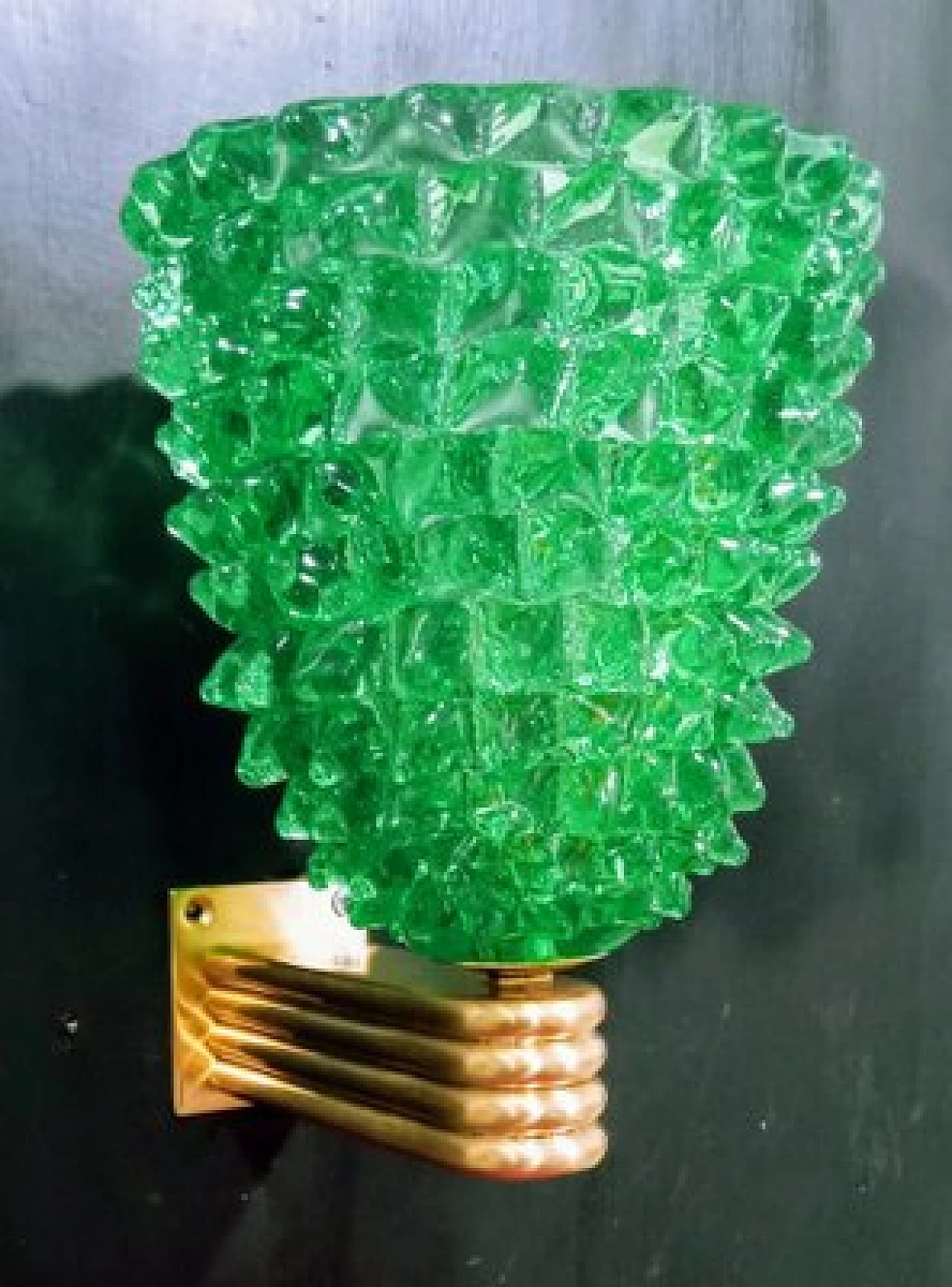 Coppia di applique in vetro verde di Barovier & Toso, anni '80 1