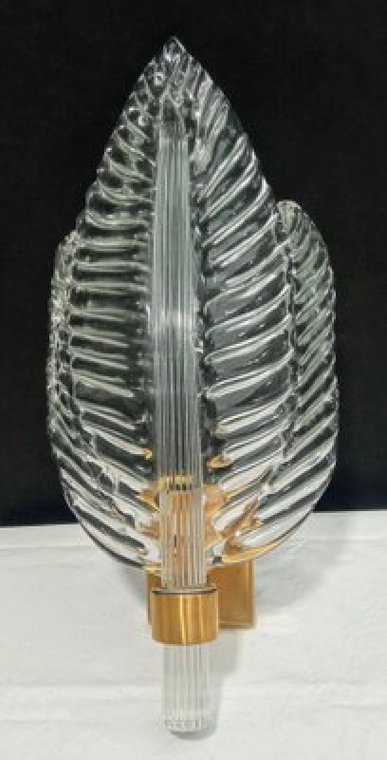 Applique foglia in vetro trasparente e ottone di Barovier & Toso 1