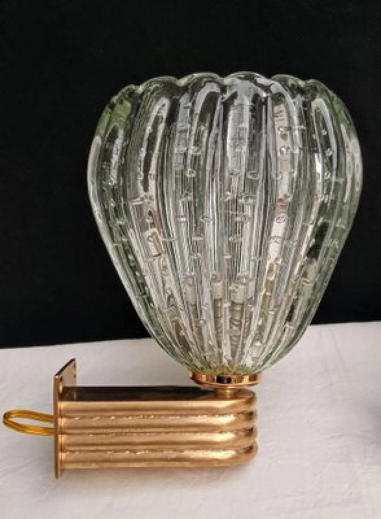 Pair of glass and brass wall lights by Barovier & Toso, 1970s 4