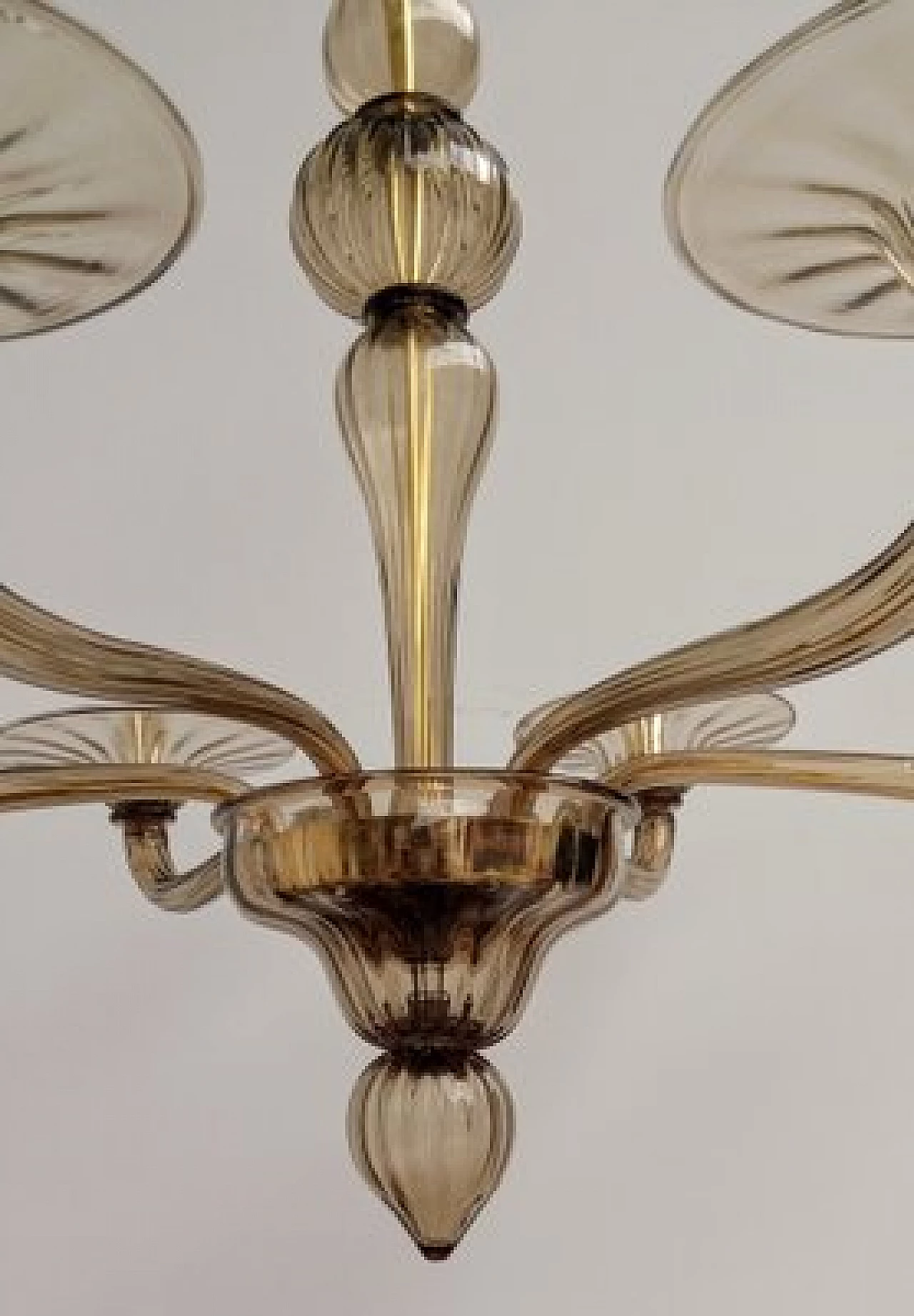 Lampadario in vetro di Murano fumé ambrato, anni '80 4