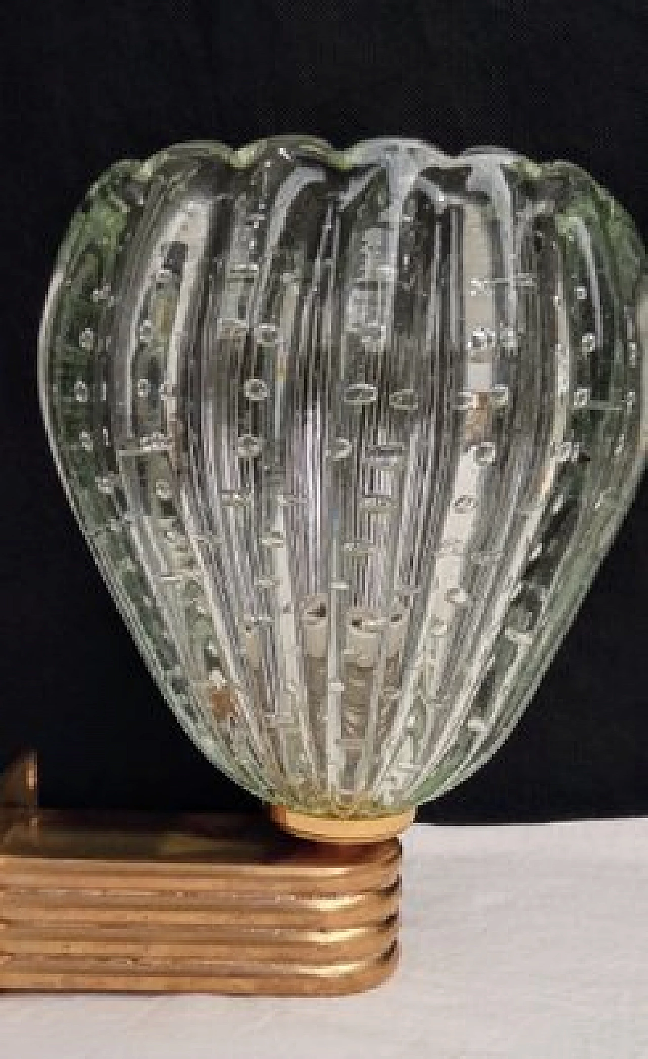 Pair of glass and brass wall lights by Barovier & Toso, 1970s 6