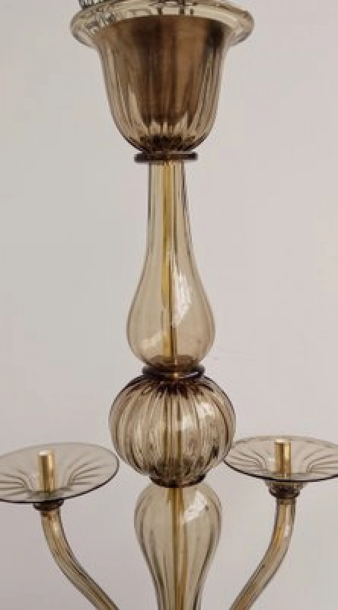Lampadario in vetro di Murano fumé ambrato, anni '80 5