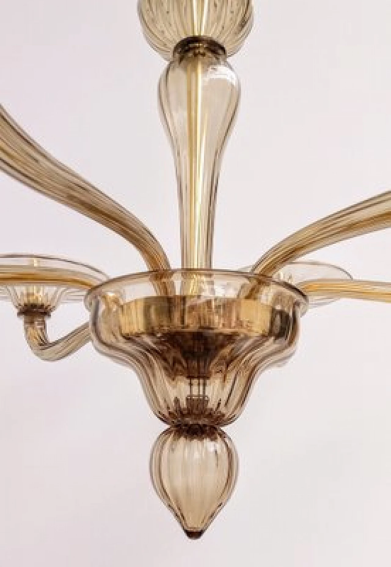 Lampadario in vetro di Murano fumé ambrato, anni '80 6