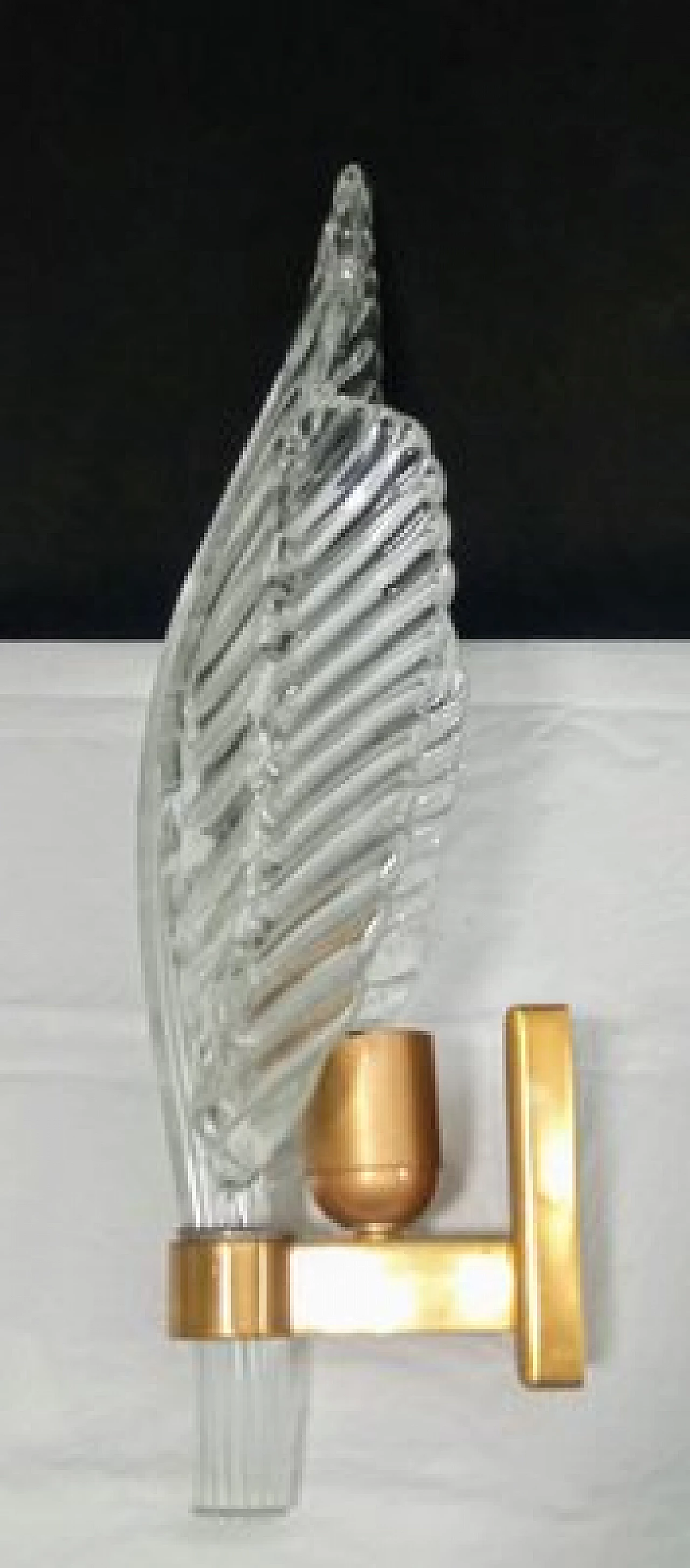 Applique foglia in vetro trasparente e ottone di Barovier & Toso 4