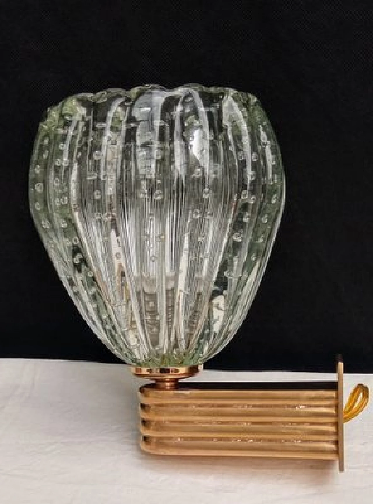 Pair of glass and brass wall lights by Barovier & Toso, 1970s 9