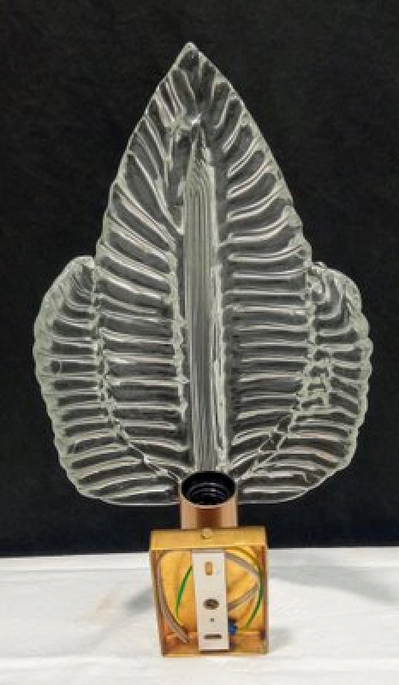 Applique foglia in vetro trasparente e ottone di Barovier & Toso 5