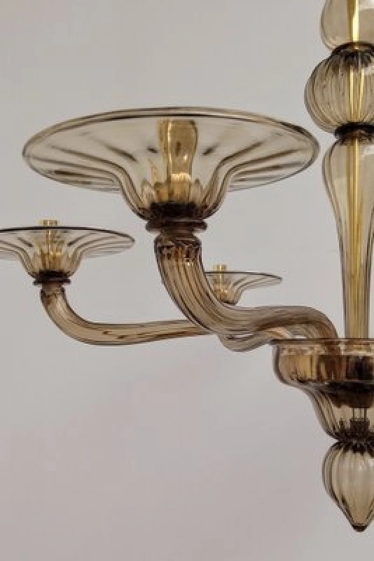 Lampadario in vetro di Murano fumé ambrato, anni '80 8