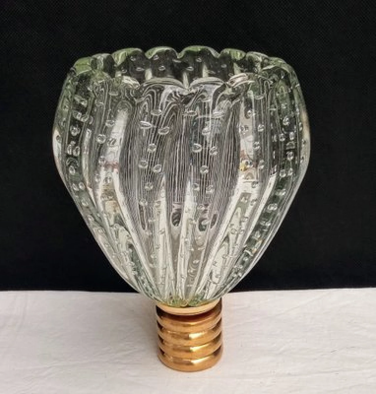 Pair of glass and brass wall lights by Barovier & Toso, 1970s 10