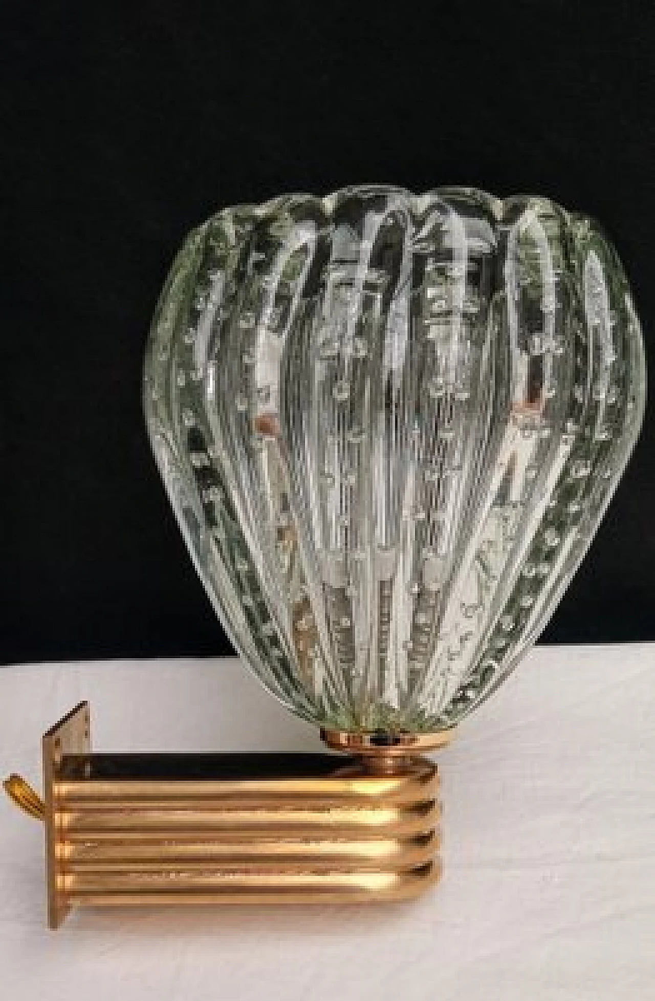 Pair of glass and brass wall lights by Barovier & Toso, 1970s 12