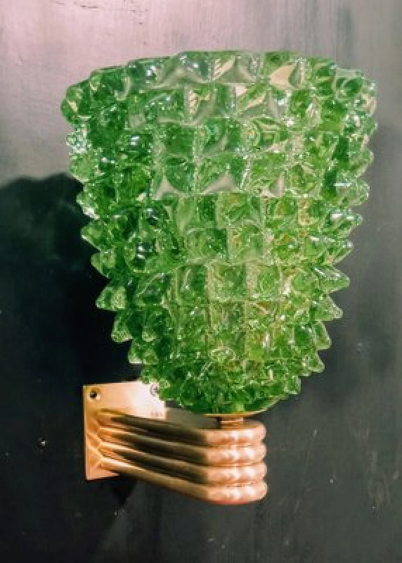 Coppia di applique in vetro verde di Barovier & Toso, anni '80 9