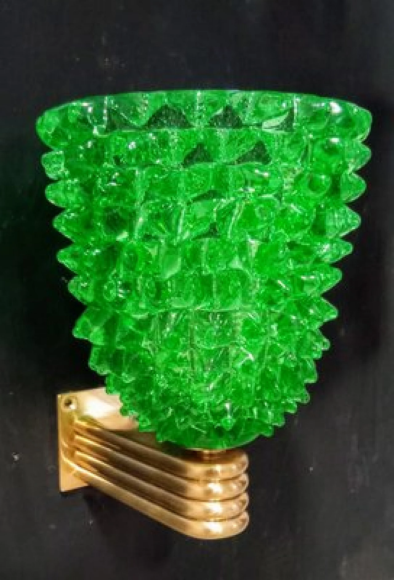Coppia di applique in vetro verde di Barovier & Toso, anni '80 11