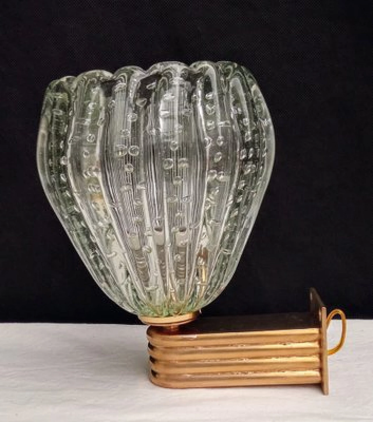 Pair of glass and brass wall lights by Barovier & Toso, 1970s 14