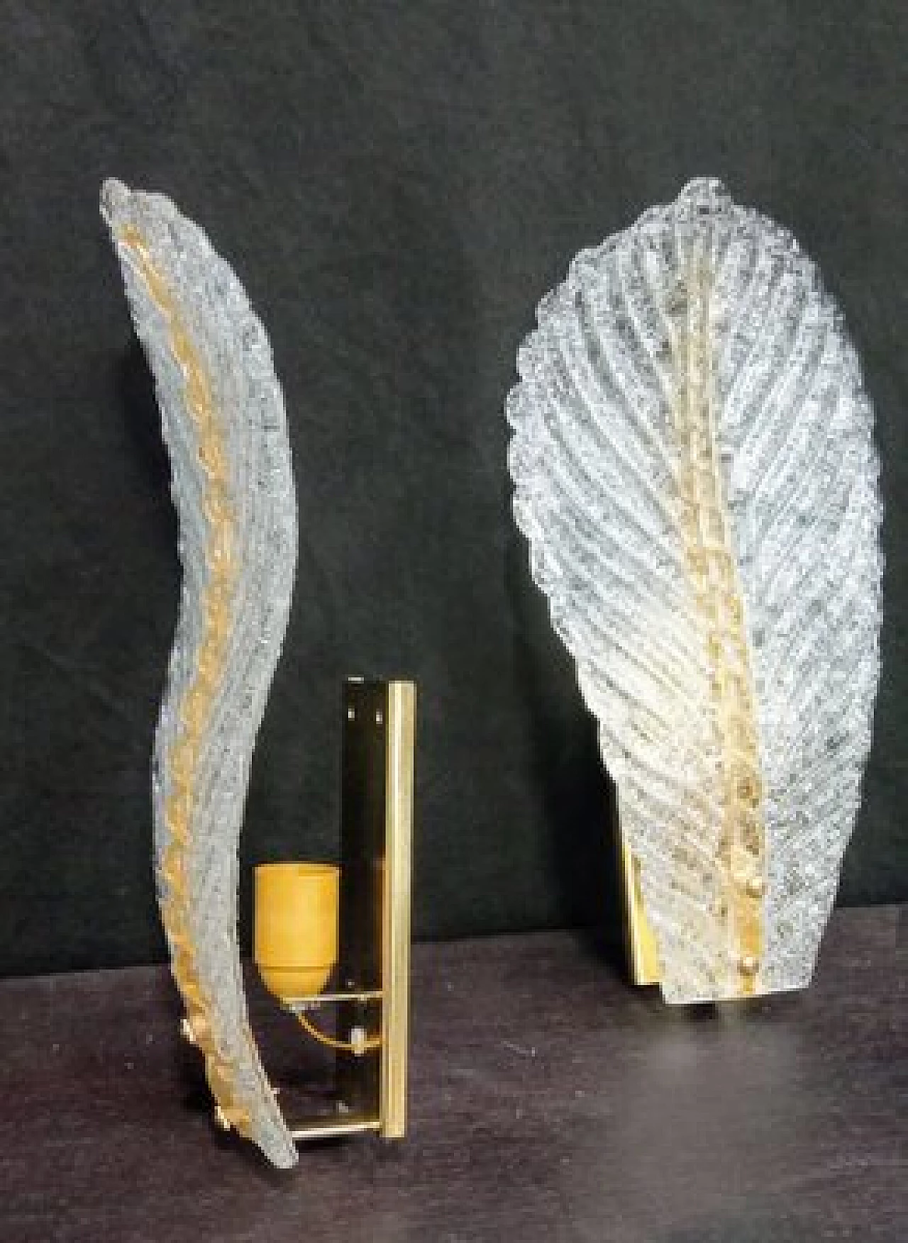 Pair of dew effect Murano glass and metal wall lights 11