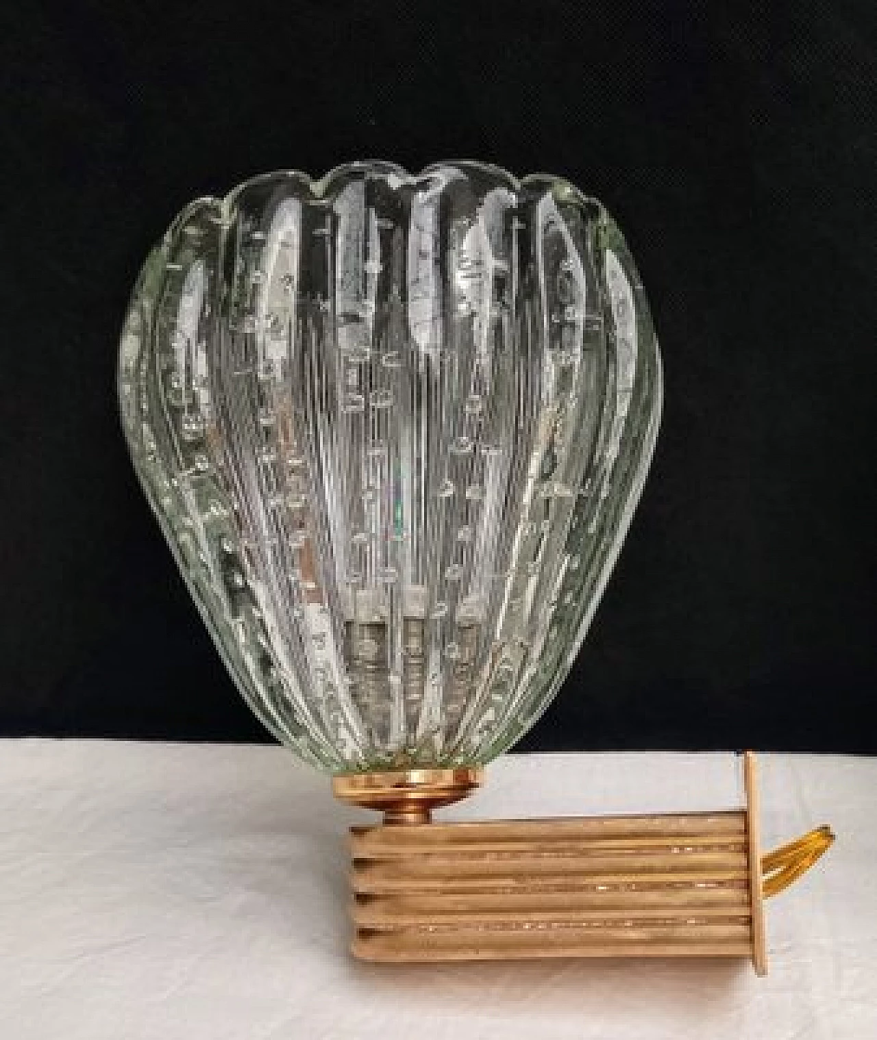 Pair of glass and brass wall lights by Barovier & Toso, 1970s 16