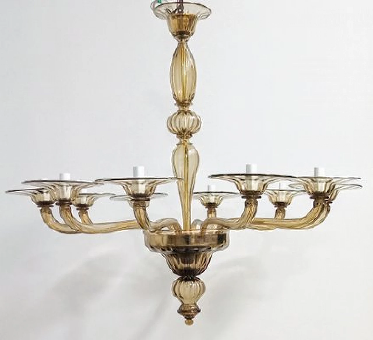 Amber smoked Murano glass chandelier by Cappellin, 1970s 3