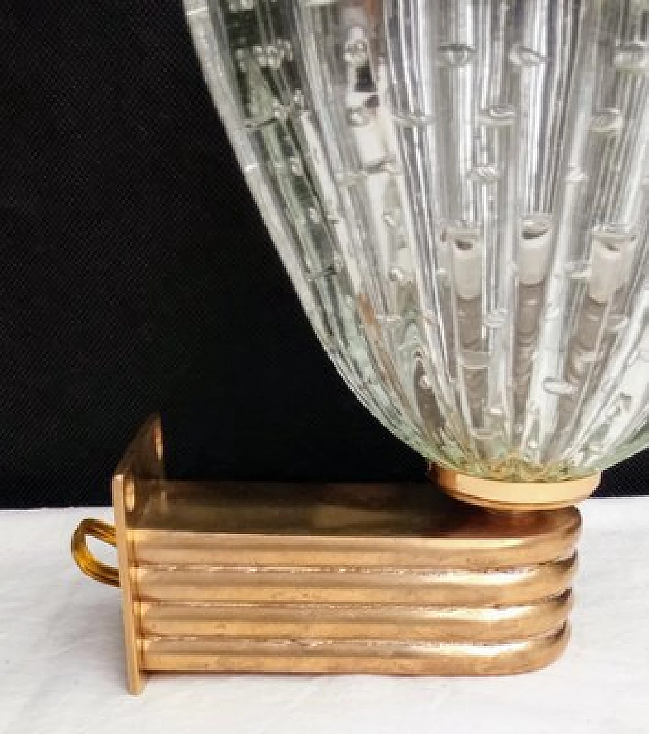 Pair of glass and brass wall lights by Barovier & Toso, 1970s 18