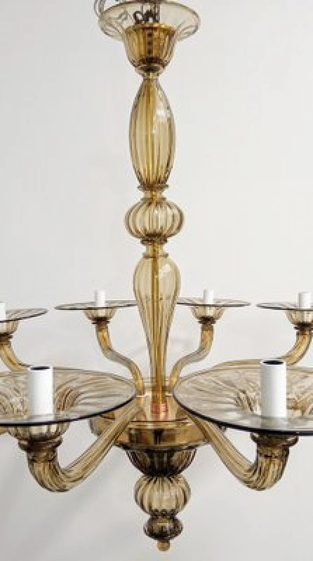 Amber smoked Murano glass chandelier by Cappellin, 1970s 4