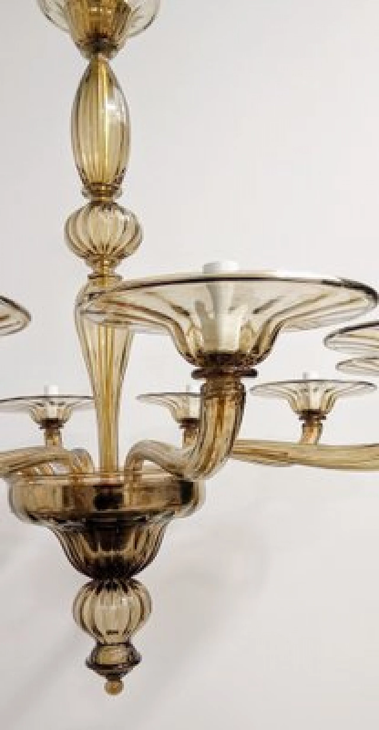Amber smoked Murano glass chandelier by Cappellin, 1970s 6