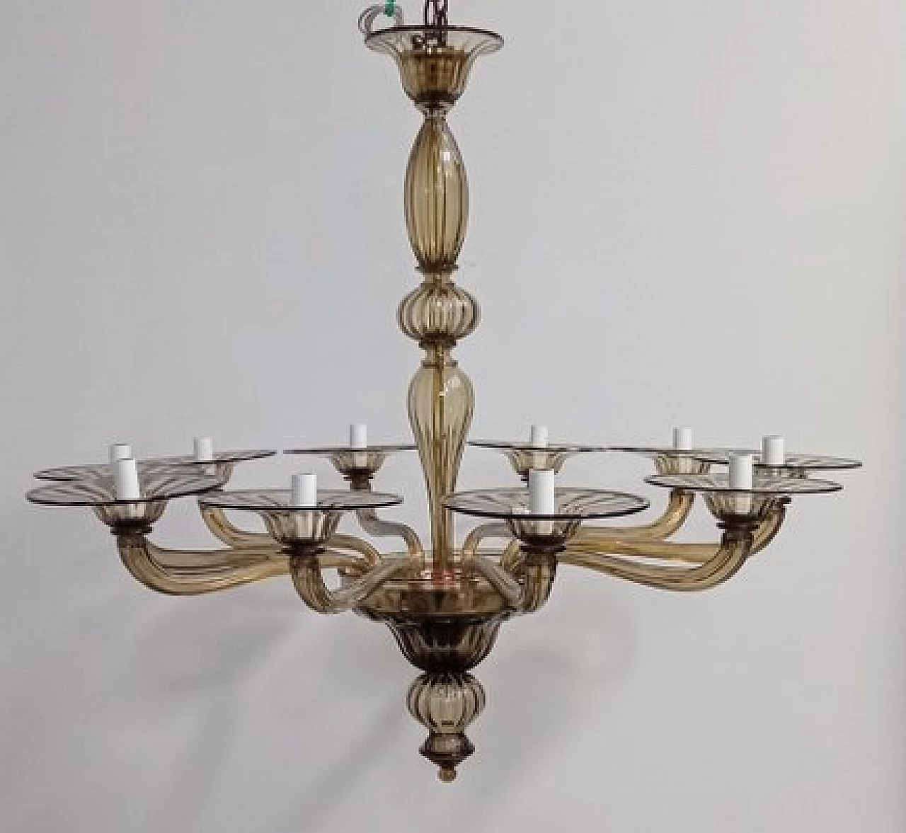 Amber smoked Murano glass chandelier by Cappellin, 1970s 9
