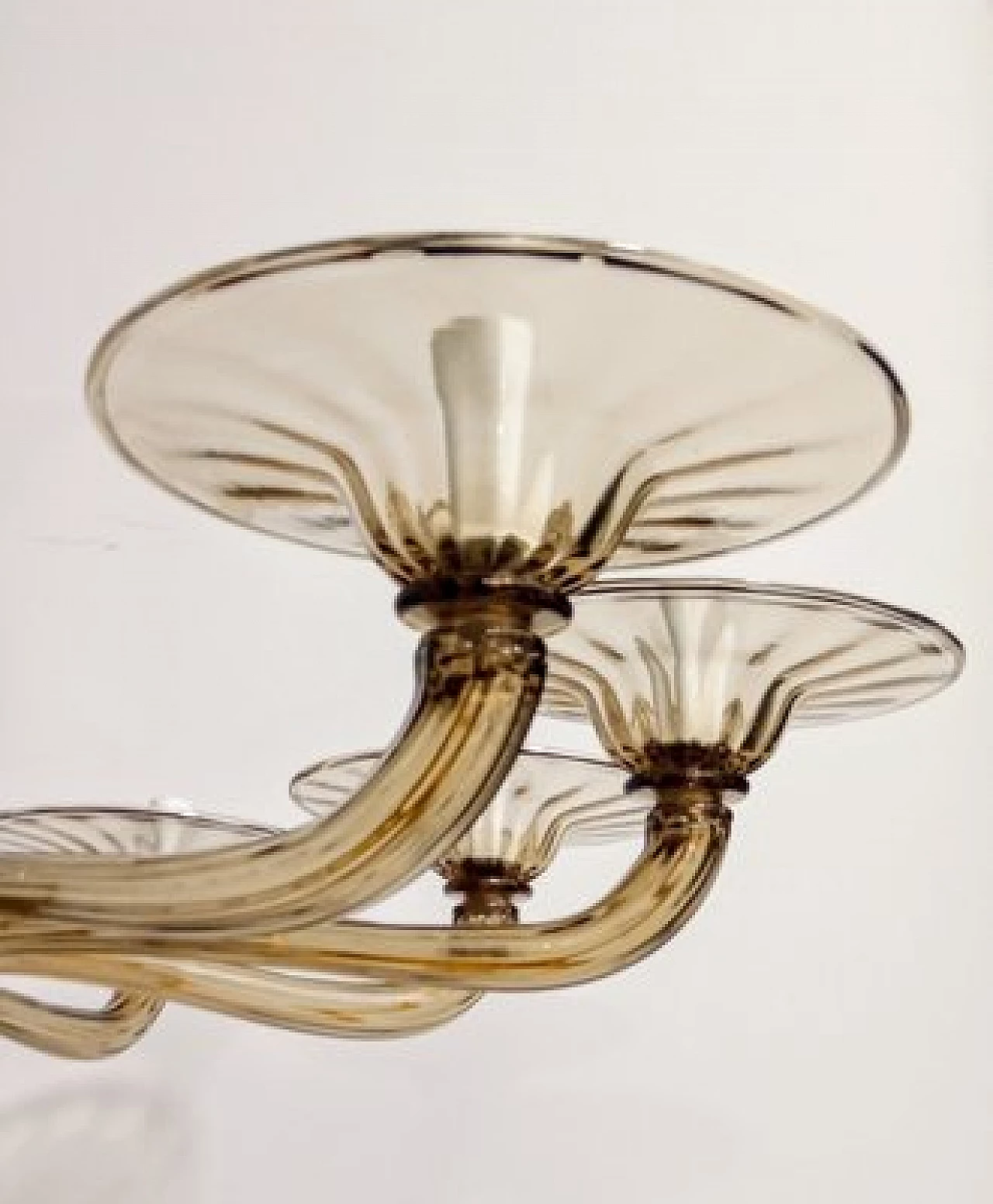 Amber smoked Murano glass chandelier by Cappellin, 1970s 13