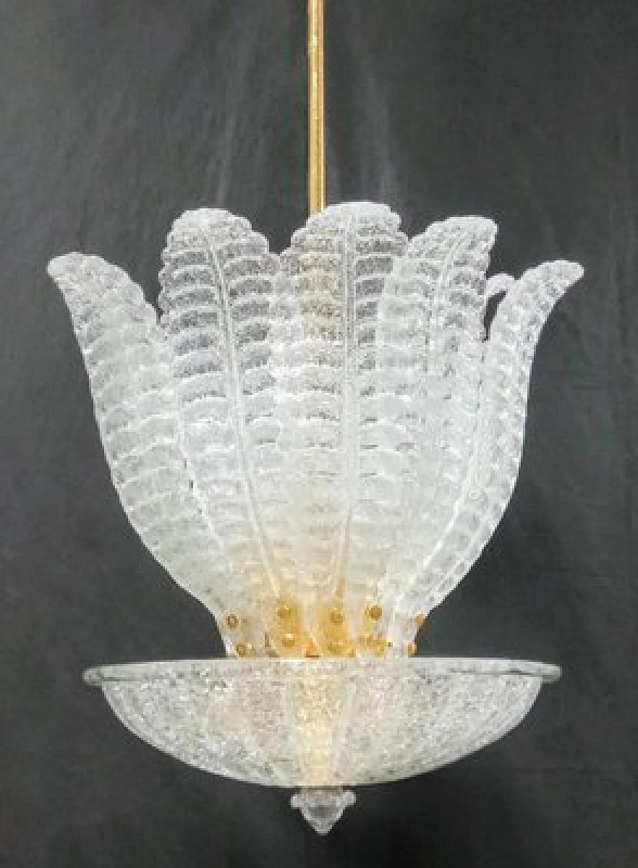 Murano glass and gilded metal chandelier, 1990s 4