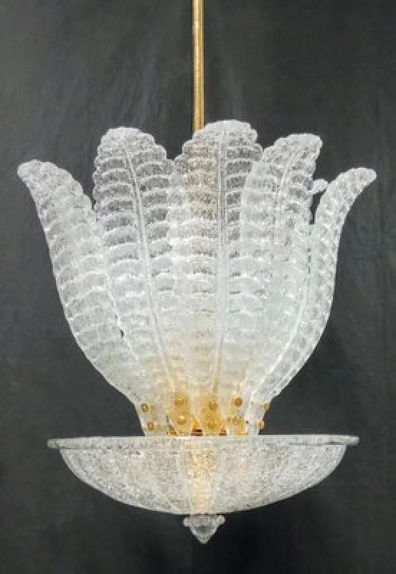 Murano glass and gilded metal chandelier, 1990s 6