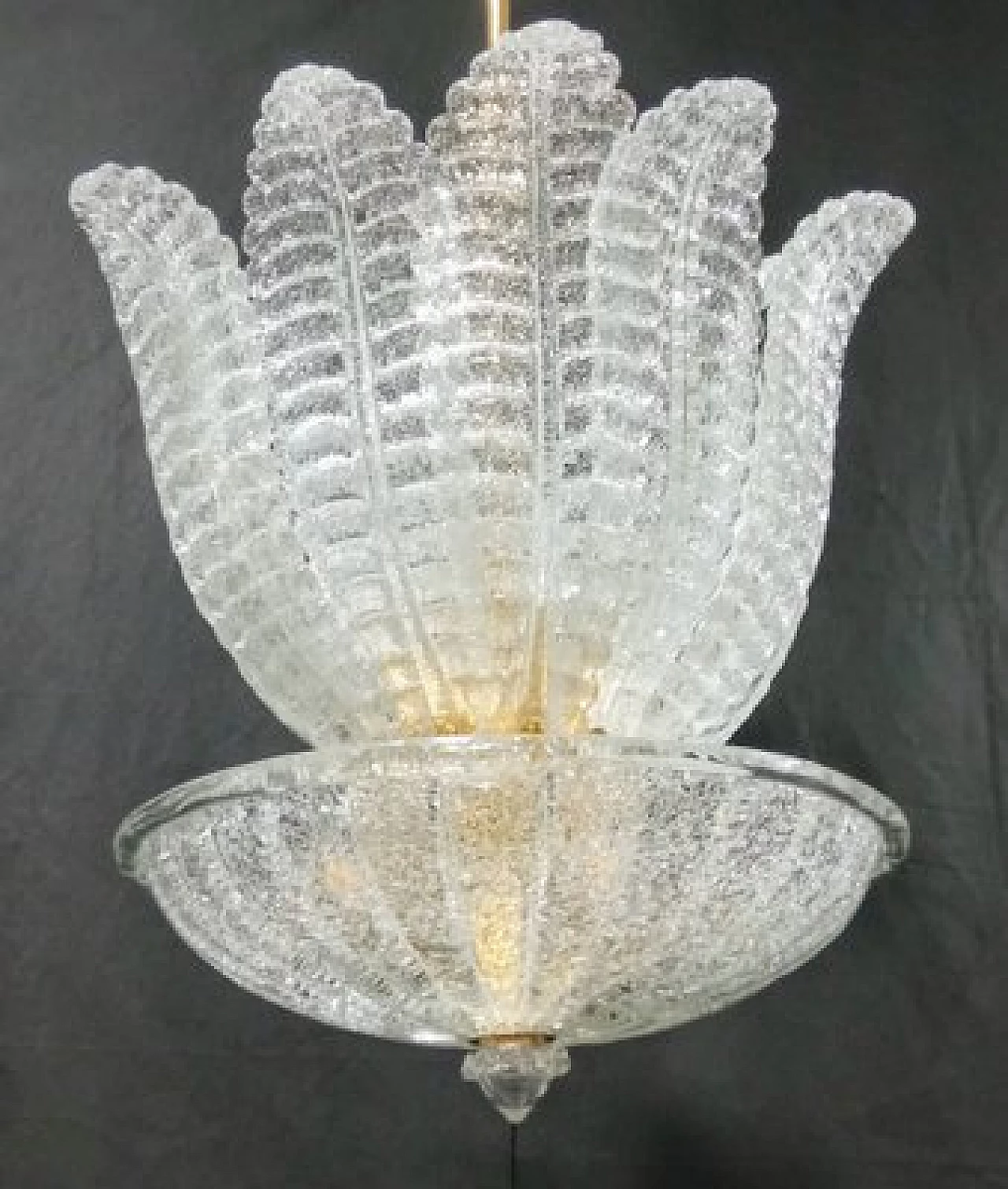 Murano glass and gilded metal chandelier, 1990s 7