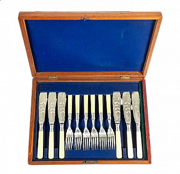 Fish cutlery service with case by William Briggs, 1886