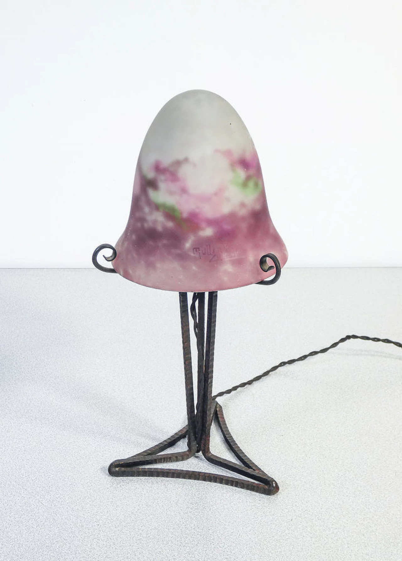 Metal and glass table lamp by Muller Frères, 1920s 1