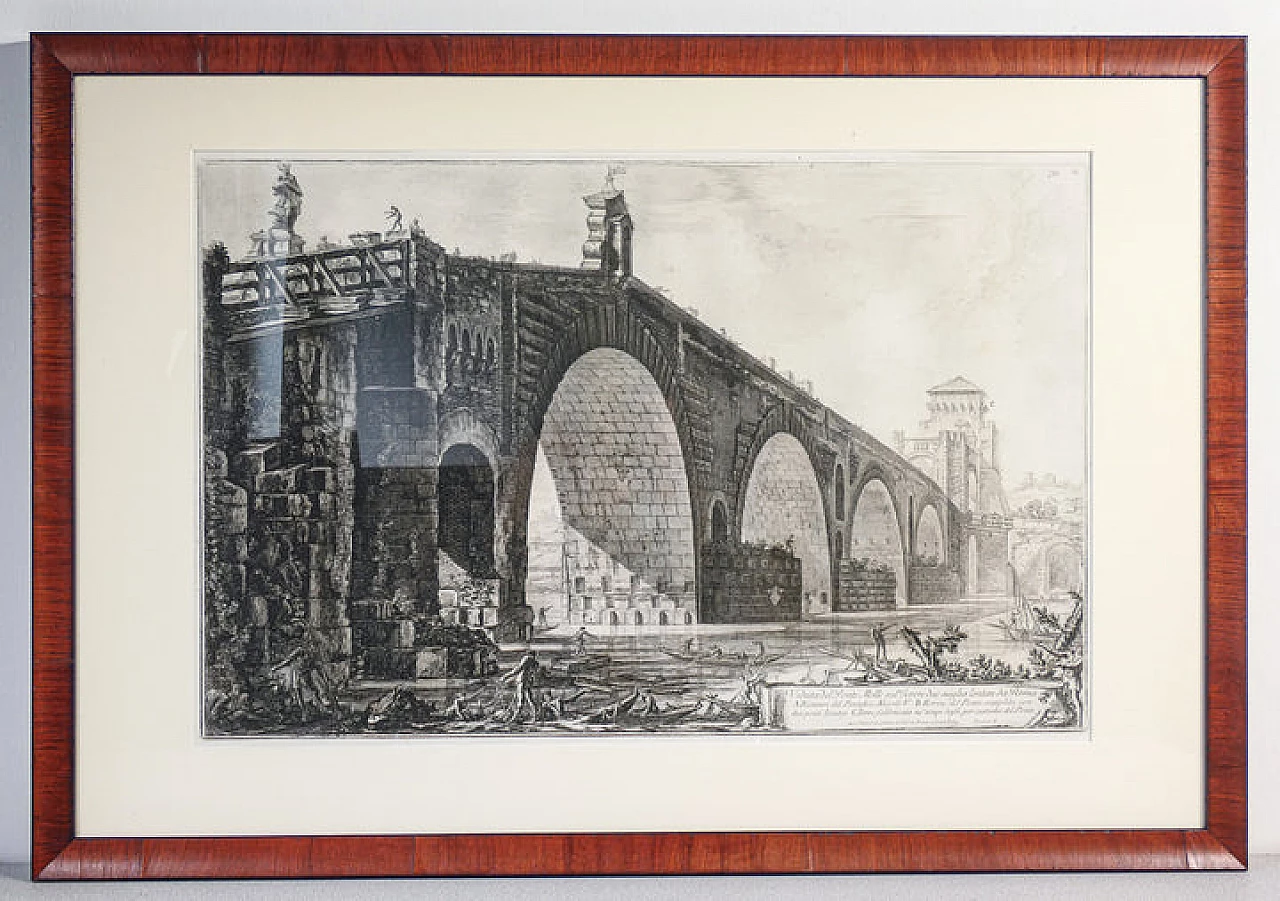 Piranesi F., Veduta del Ponte Molle, acquaforte, 1762 1