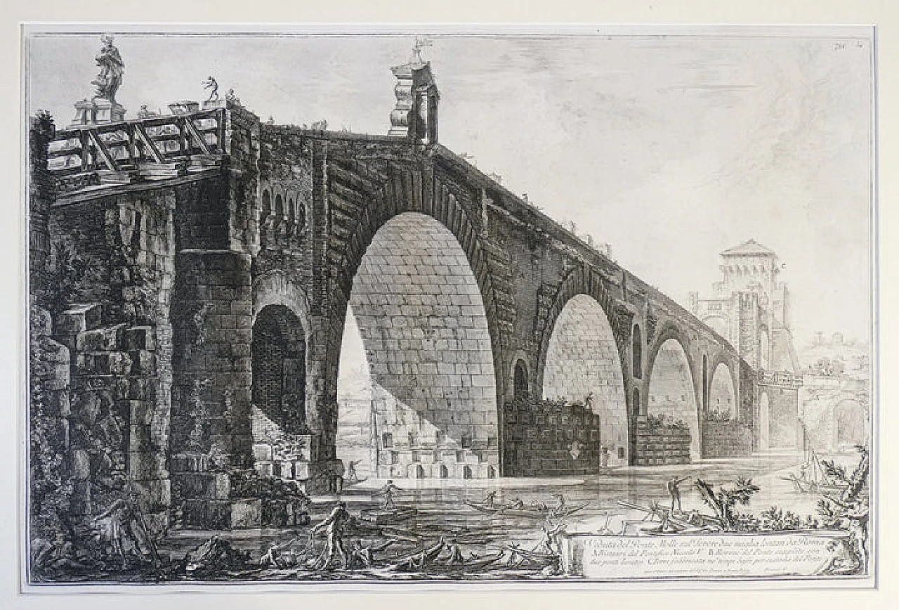 Piranesi F., Veduta del Ponte Molle, acquaforte, 1762 3