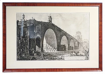 Piranesi F., Veduta del Ponte Molle, acquaforte, 1762