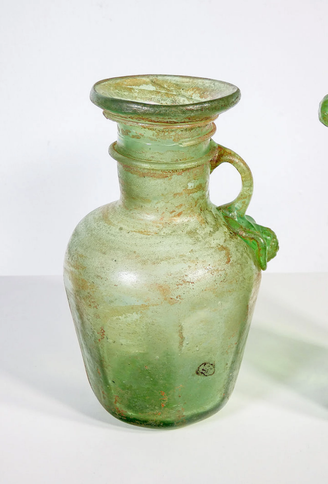 Coppia di vasi in vetro soffiato scavo verde 4