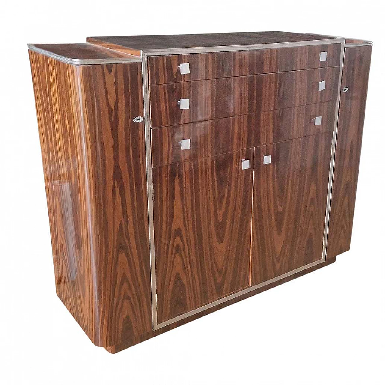 Wooden bar cabinet with three drawers, 1980s 4