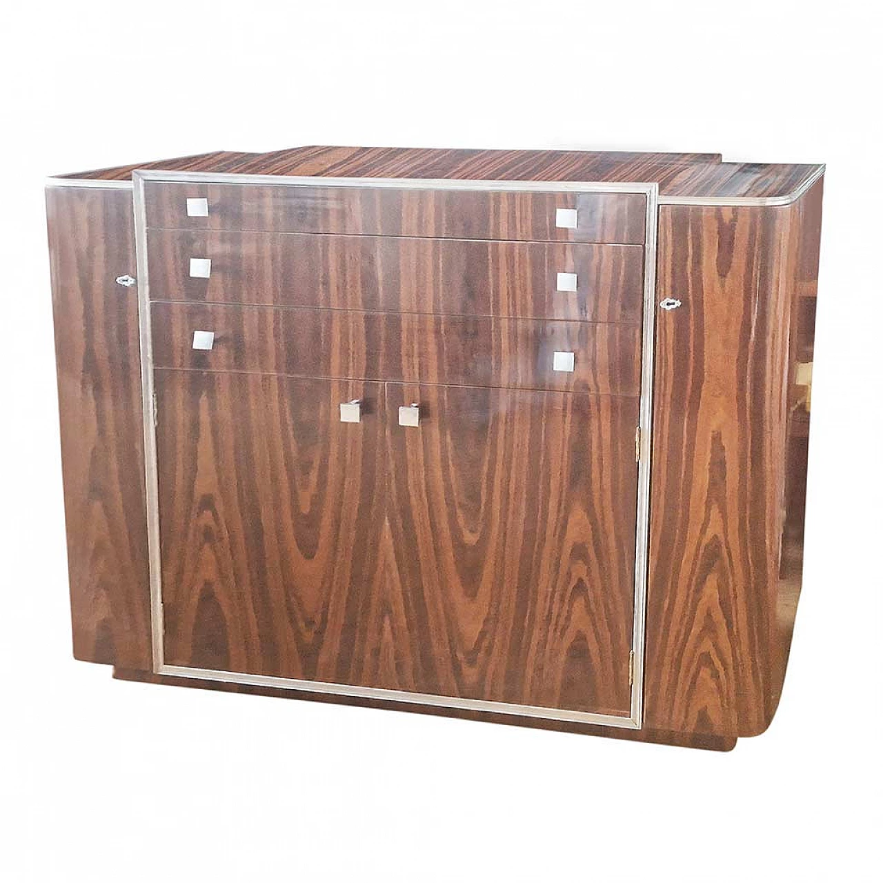 Wooden bar cabinet with three drawers, 1980s 5
