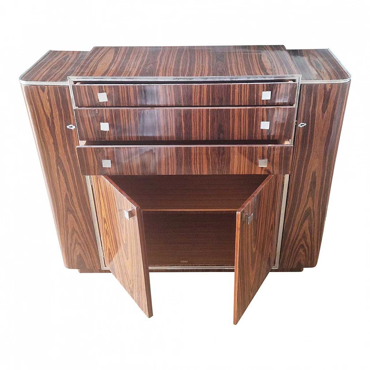 Wooden bar cabinet with three drawers, 1980s 7