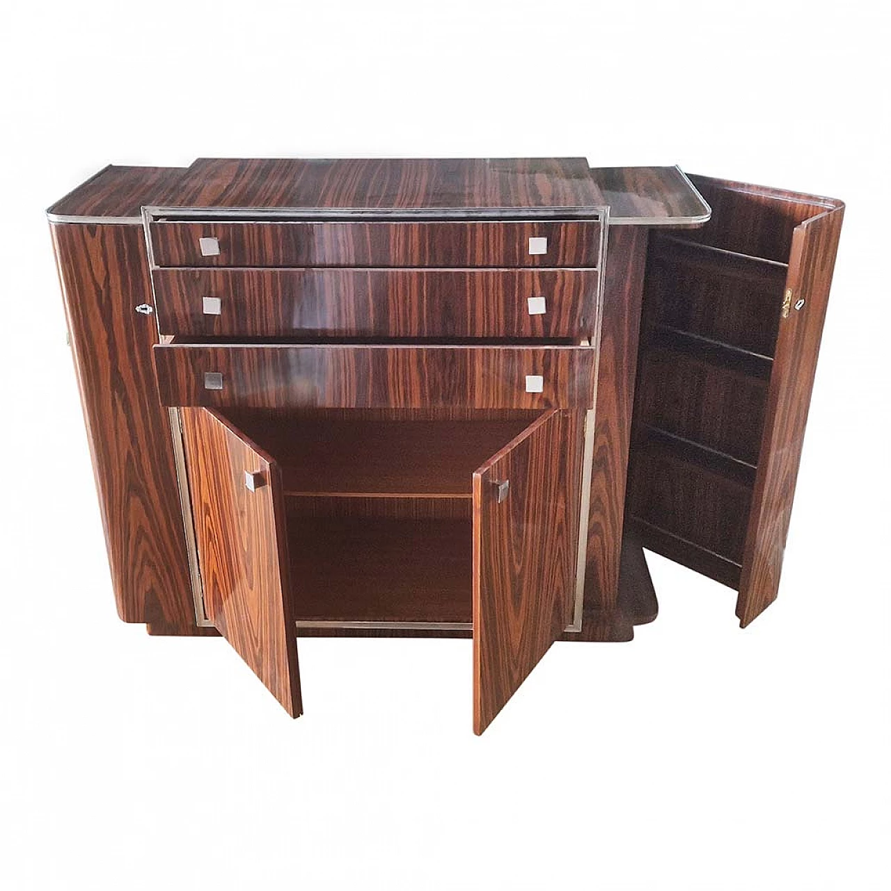 Wooden bar cabinet with three drawers, 1980s 8