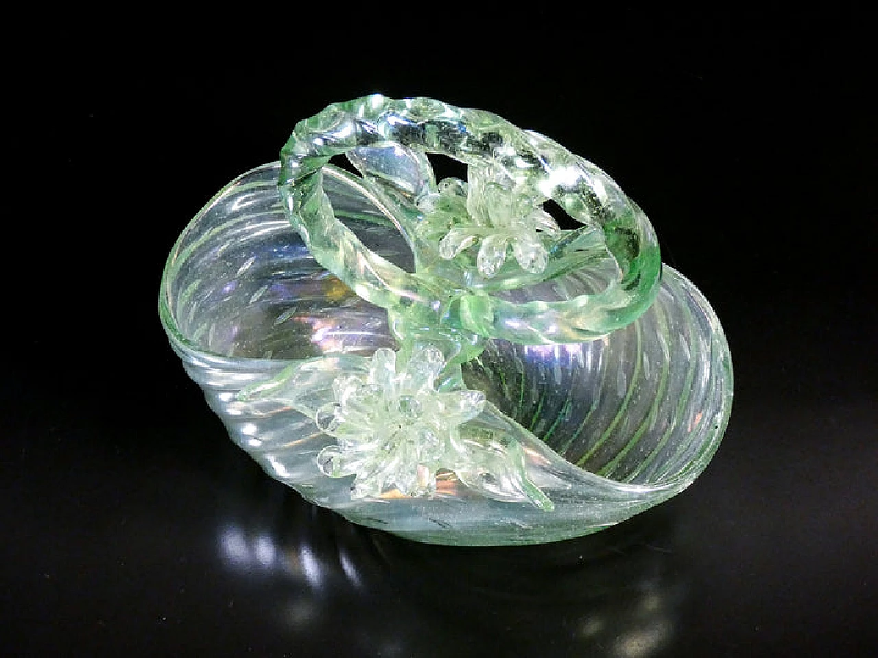 Iridescent glass basket by Archimede Seguso, 1950s 7