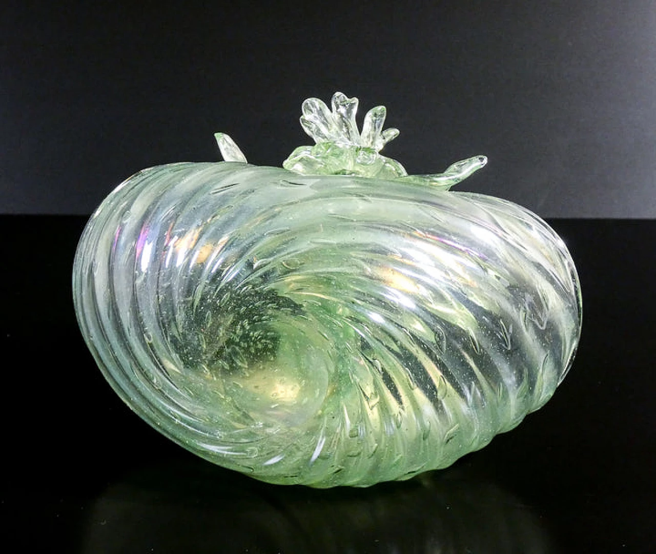 Iridescent glass basket by Archimede Seguso, 1950s 12