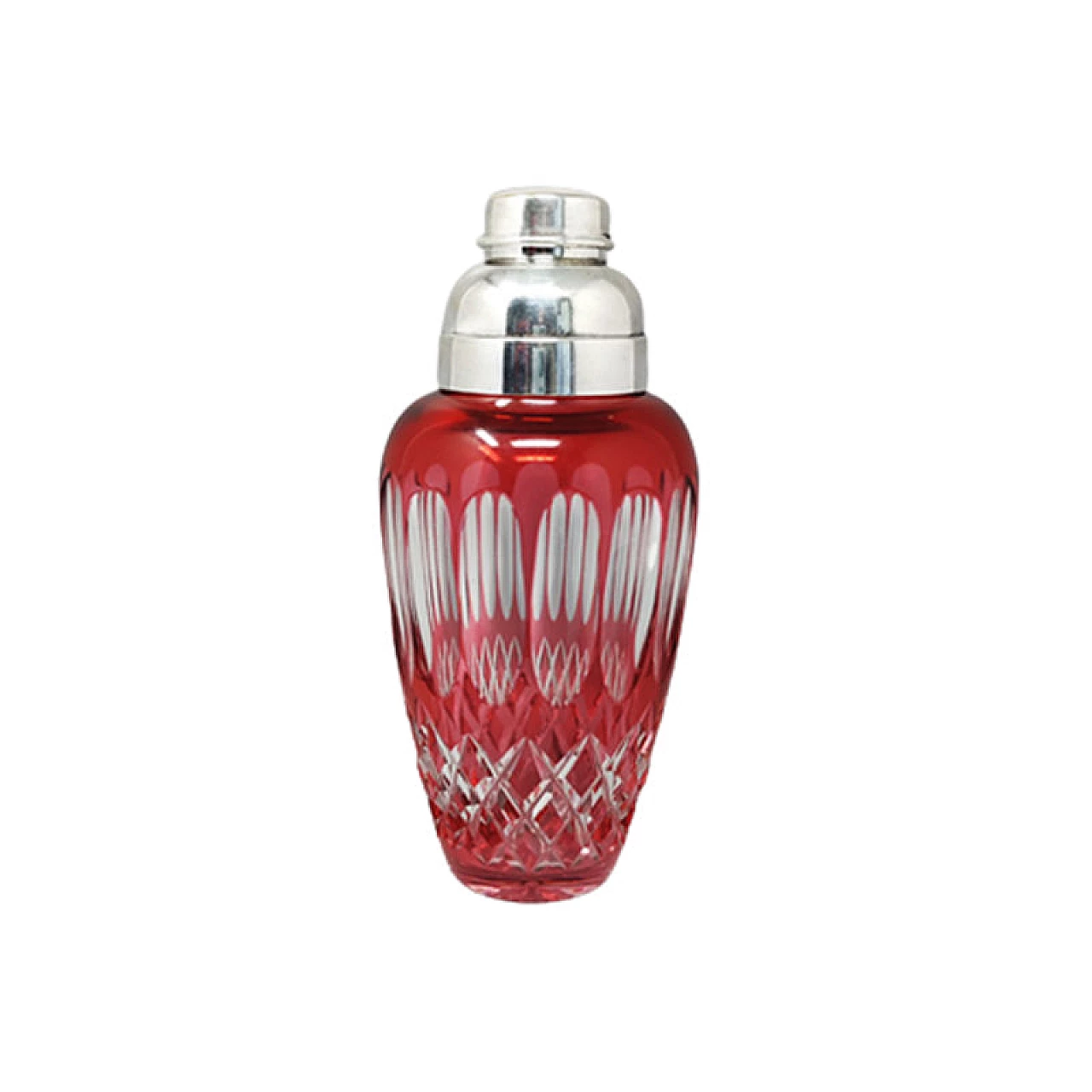 Red Bohemia crystal cocktail shaker, 1960s 1