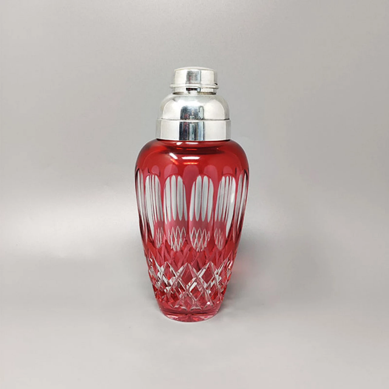 Red Bohemia crystal cocktail shaker, 1960s 2