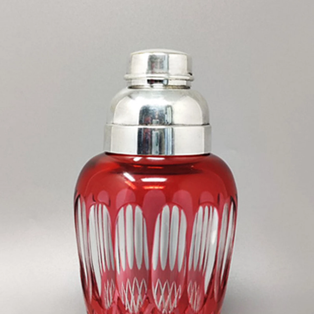 Red Bohemia crystal cocktail shaker, 1960s 5