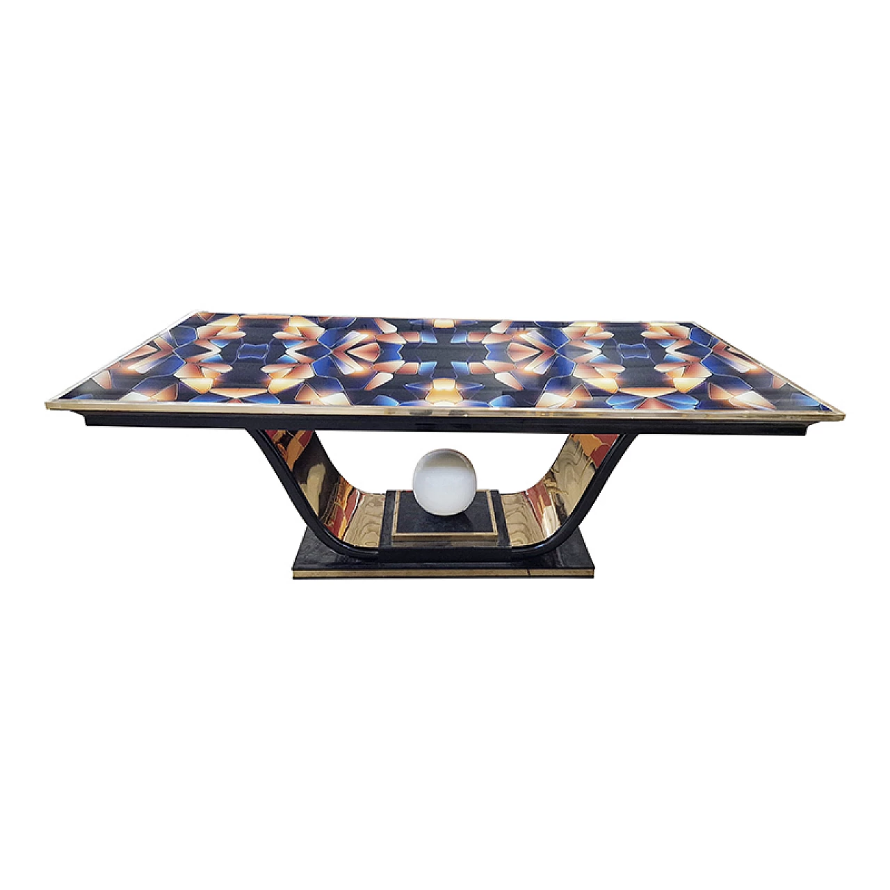 Tavolo con ripiano retroilluminato in stile Art Deco, anni '80 3