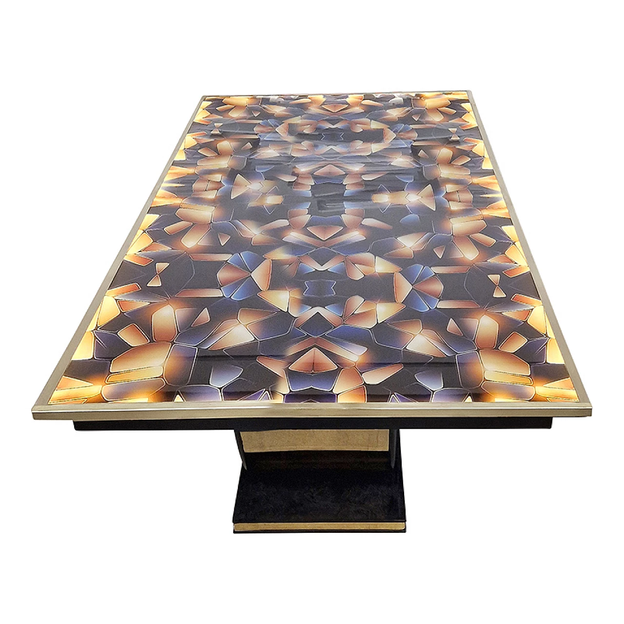 Tavolo con ripiano retroilluminato in stile Art Deco, anni '80 10