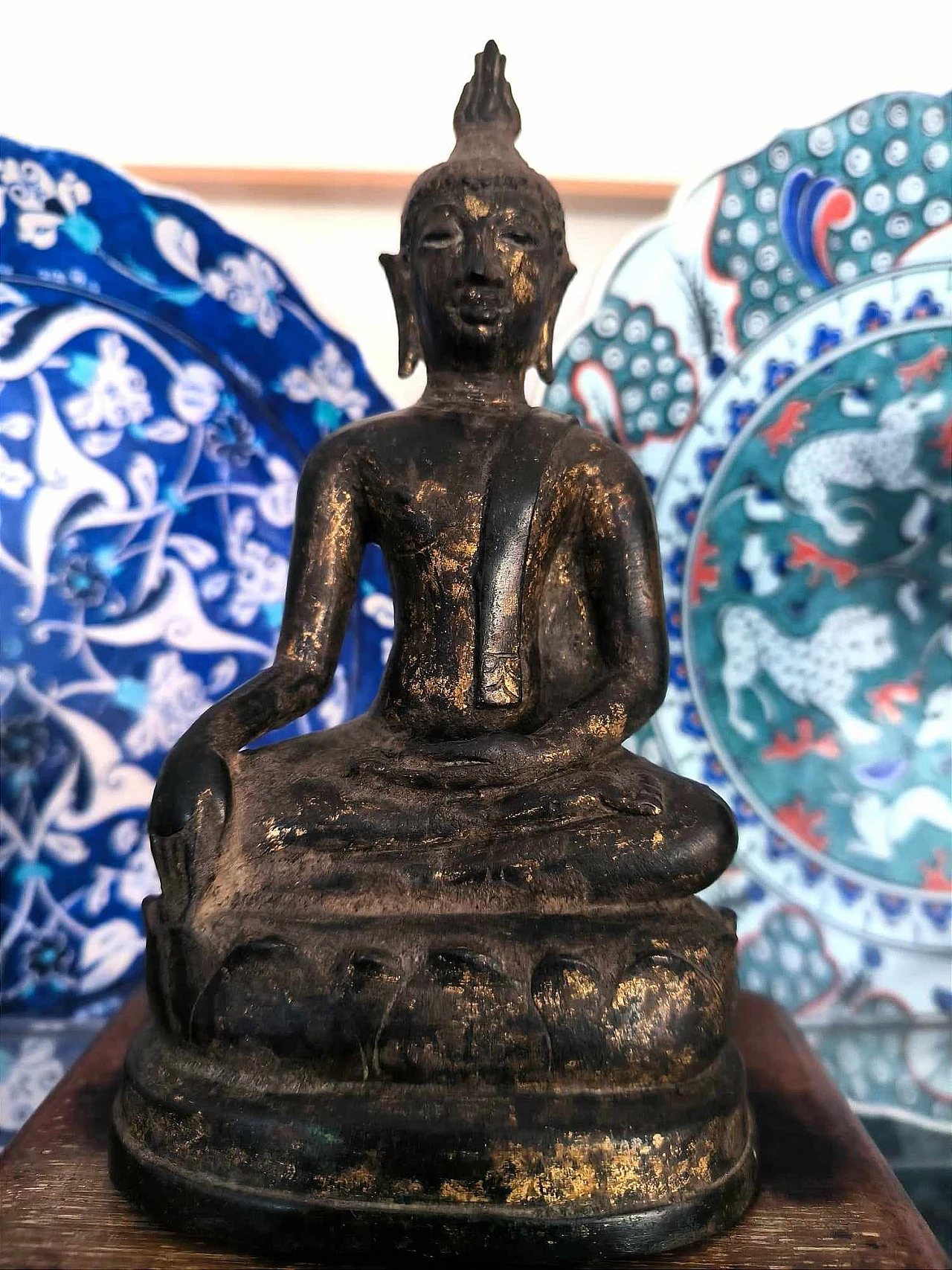 Scultura siamese di Buddha in bronzo, '700 16