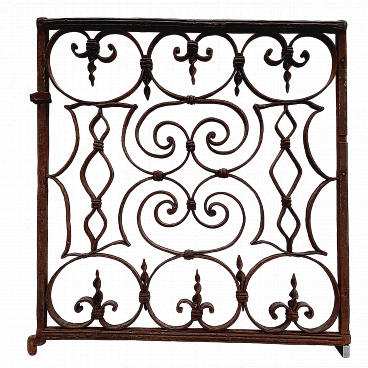 Wrought iron gate with forged curls and twists, 19th century