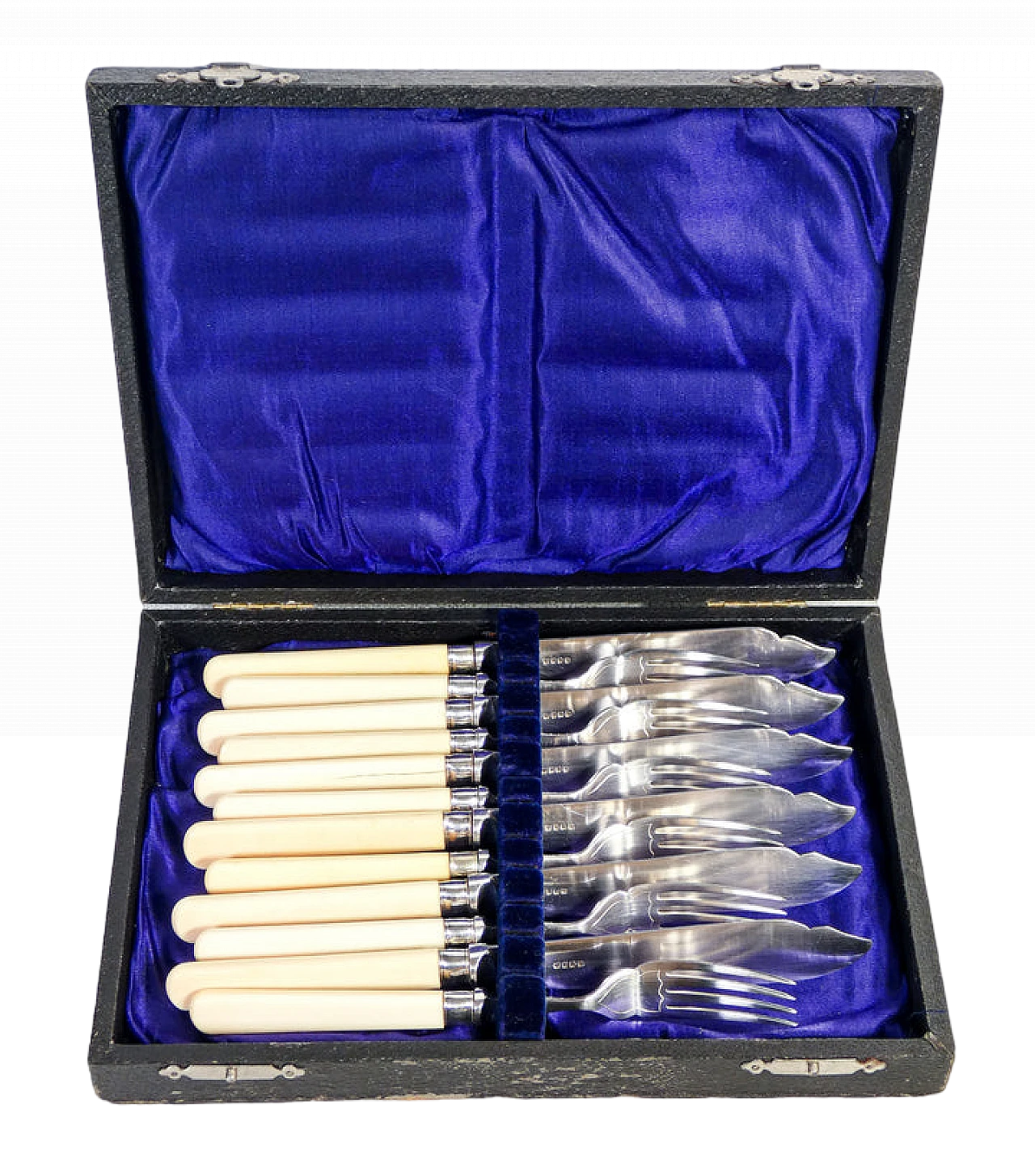 12 Posate da dolce di William Adams con custodia, '800 14