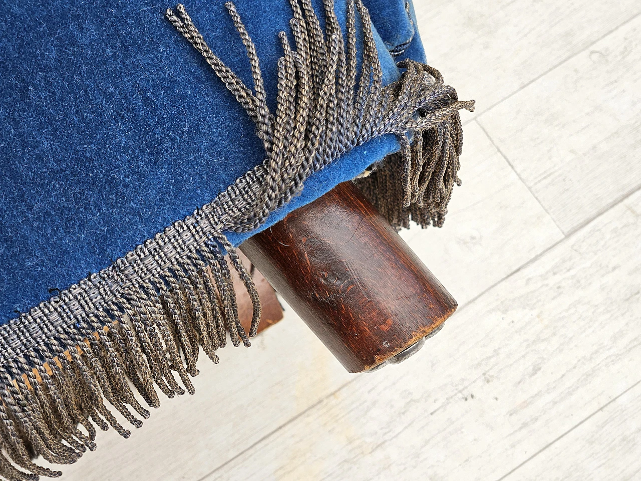 Danish blue velvet armchair with beechwood legs, 1960s 16