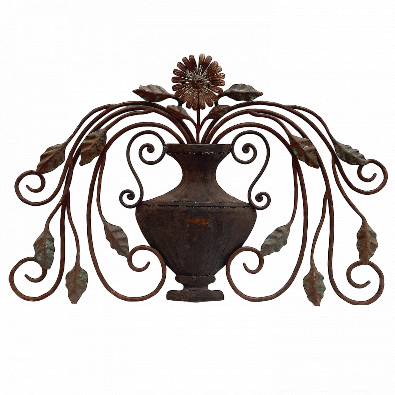 Flower vase frieze in embossed copper, 19th century 8