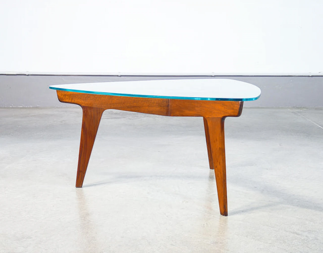 Triangular wood and glass coffee table by Gio Ponti, 1950s 6
